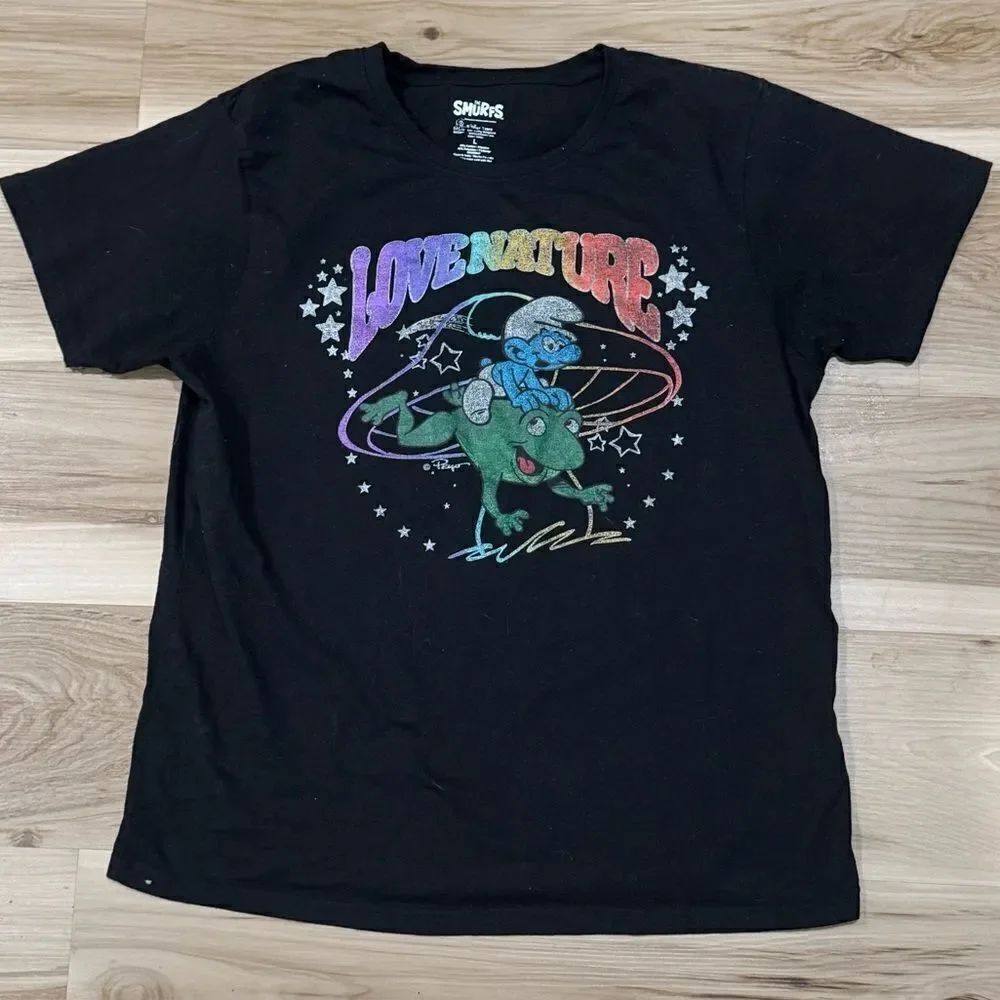 The Smurfs Love Nation Graphic Short Sleeve Tee Shirt Men’s Large